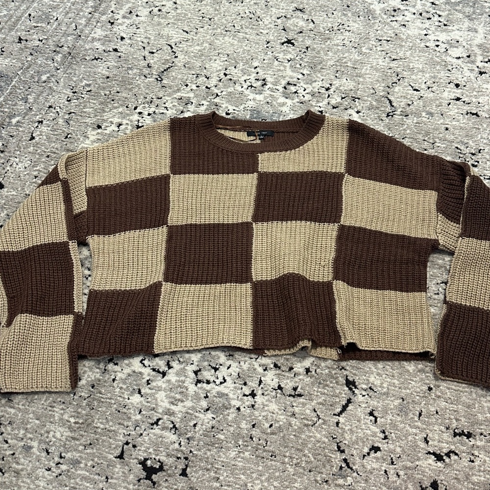 Love Tree Brown and Cream Knit Sweater